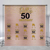 Lofaris Custom Name Gold Pink Goblet 50th Birthday Backdrop